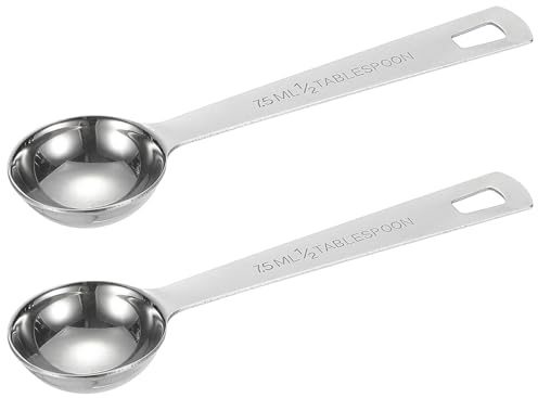 PATIKIL 2pcs 7.5ml Tablespoon Measuring Spoon, 1/2 Tbsp Measuring Spoon Stainless Steel Individual Measure Scooper Only for Ground Coffee Loose Tea Powder
