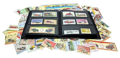 IMPACTO COLECCIONABLES – Colección de 100 Sellos con temática de Coches con álbum Incluido (14 x 18 x 1 cm) | Eleve su colección filatélica con auténticos matasellados en un álbum Compacto y Elegante