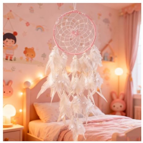 ZMaglorian Atrapasueños con Plumas a Mano, Adorno Boho Dream Catcher para Dormitorio, hogar, decoración de Pared móvil, decoración Decorativa para niñas, niños, Regalo