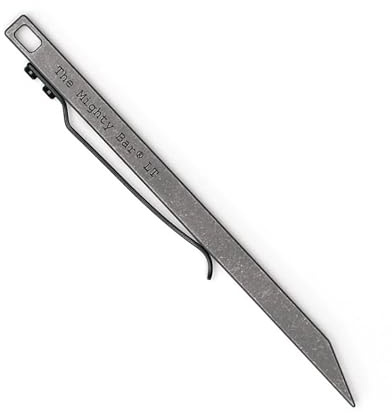The Mighty Bar LT, Long Titanium Edition Pry Bar Tool, Stainless Steel Pocket Clip for EDC Made by Gear Spool