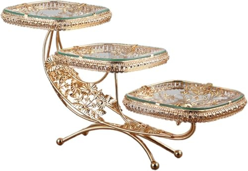 Présentoir à cupcakes à 3 étages - Plateau de service pour buffet - Paniers à fruits pour salon, cuisine, événement, fête - Style européen - Métal de qualité - Robuste et compact