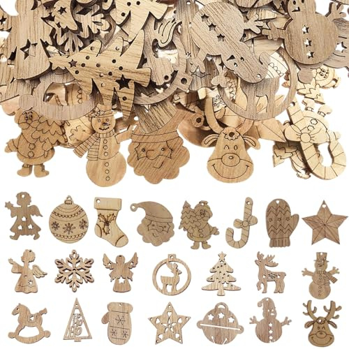 CHIHOLEN 200 natalizie in legno, mini fai da te, decorazione, tavoli decorati