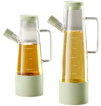 OUYUE Dispensador De Aceite Vinagrera Aceitera Y Vinagrera De Vidrio, A Prueba De Fugas, Juego De 2 Piezas For Cocina Biberon Cocina(Grün)