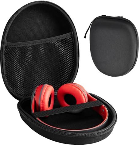 Vijixka Étui pour Casque Audio, Étui de Transport Rigide en Eva avec Sac en Filet, 22cm*19cm*6cm Sac de Rangement Casque Audio Universel, Compatible avec JBL, Sony, Apple (Noir)