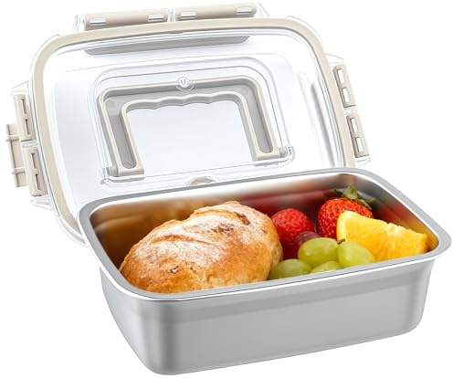 RWSRW Brotdose Edelstahl, 1000ml Lunchbox aus Edelstahl Handhaben und Ersatzdichtung Auslaufsicher Brotdose Spülmaschinengeeignet Lunch-Box Metall für Erwachsene & Kinder