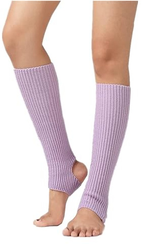 Calzini da yoga da donna, a maglia, lunghi, sportivi, scaldamuscoli, palestra, fitness, danza, femminile, da indossare tutti i giorni, per allenarsi, tenere caldi, ballare latino, Lilla, 43