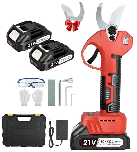 Electric Pruning Shears Cordless: Professional Gardening Scissors Heavy Duty with 2Pcs 2.0Ah Rechargeable Battery, 1.2 Inch (30mm) Cutting Diameter, LCD Display Tree Pruner for Garden Branches