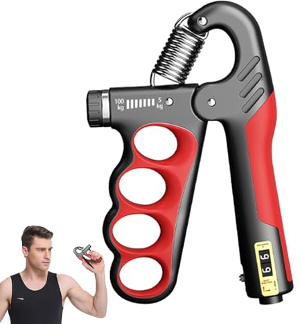 Refuerzo de manos para ejercicios de agarre – Resistencia ajustable, contador integrado, muelle de acero inoxidable | Brazo y refuerzo, pinza antideslizante para muñecas, dedos, entrenamiento