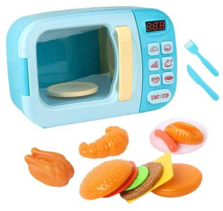 Zambuph Cuisine Miniature Amusante pour Enfants, Mini-Cuisine avec pour Micro-Ondes, Jeux de Simulation d'aliments réalistes, Faux Aliments pour bébé, pour Micro-Ondes pour Enfants. , Bleu , 13