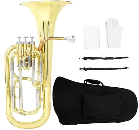 Bb Euphonium Bb Euphonium 3 Tasten Vertikales Tenorhorn Bariton Mit Etui Handschuhe Tuch Messing Musikinstrumente