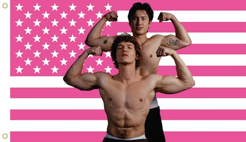 MAGJIUKE Heated Rivalry American Flag Tapestry, Pink USA Design, 3x5 Feet, Polyester with Brass Grommets, Barton Wall Decor for Bedroom