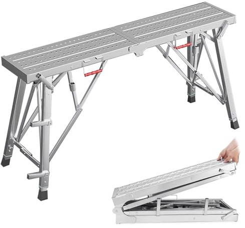 Plateforme de Travail réglable avec Pieds Antidérapants & Serrures de Sécurité, Charge maximale 661 lbs, Marche Pied Pliable pour Maison,Garage,Atelier