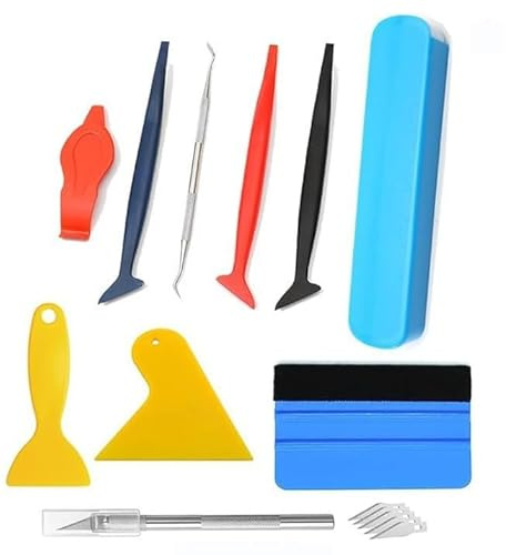 SkyGad Squeegee Set for Foiling, Pack of 10 Foil Tool, Vinyl Film Set with 10 Blades, Squeegee for Window Film, Wrapping Foiling Tool, Car Wrapping Blades, Membrane Cutter, Edge Trimming Squeegee