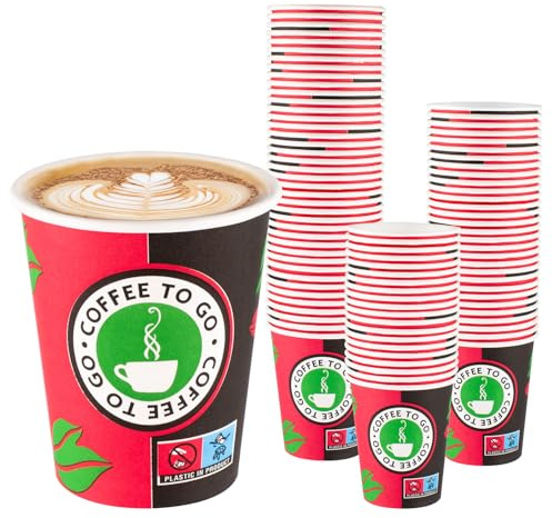 redmax Pappbecher 200 Stück 200 ml – Kaffeebecher To Go aus Kraftpapier – Einweg Papierbecher für Kaffee, Tee, Glühwein & Kaltgetränke – Coffee Cups