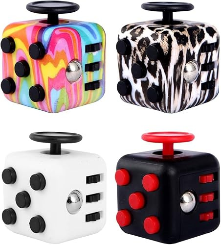 4 Stück Fidget Spielzeug Cube Fidget Toys Anti Stess Würfel Stresswürfel ADHS Spielzeug Autismus Spielzeug für Erwachsene