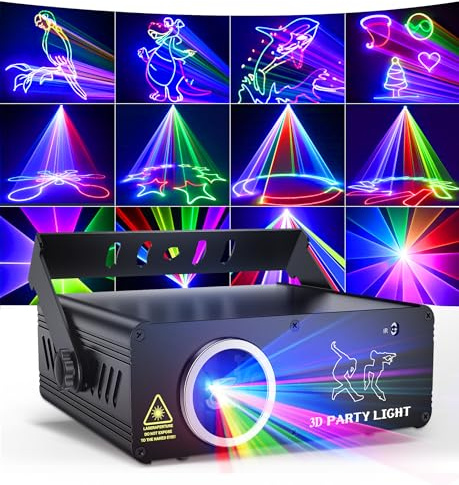 KeoBin Discolicht mit Bluetooth App, 3D DIY Animation DJ Licht DMX512 | Individuelle Muster & Texte, 600+ Effekte, DMX512, Musiksteuerung, Fernbedienung, Master-Slave, Party & Club