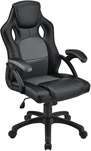 Juskys Racing Schreibtischstuhl Montreal ergonomisch höhenverstellbar & gepolstert 120 kg belastbar Bürostuhl Drehstuhl PC Gaming Stuhl - grau