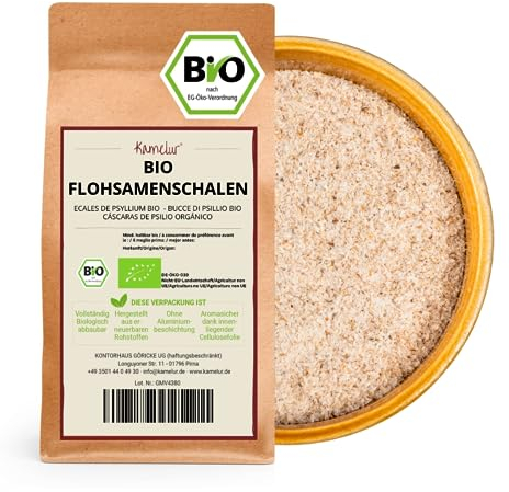 Kamelur Bio Indische Flohsamenschalen (1kg) Ballaststoffreiche Flohsamen Schalen
