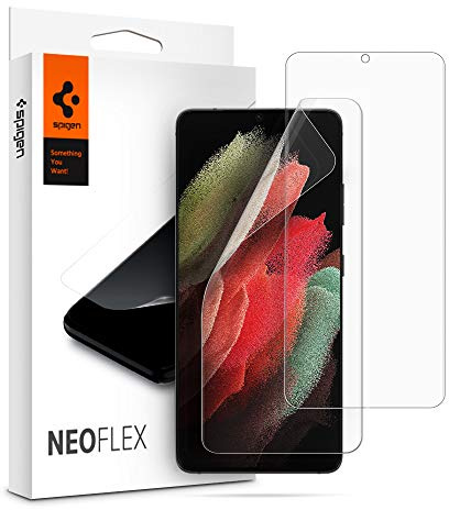Spigen NeoFlex Schutzfolie [2 Stück] für Samsung Galaxy S21 Ultra | TPU Folie, Wasser Installation, Vollständige Abdeckung, Kratzfest