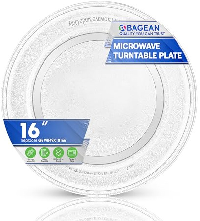 Microwave Plate Replacement 16 inch Fits WB49X10166 GE Microwave Turntable Plate - Exactly Replaces Rotating Replacement Microwave Glass Plate - Oven Dish Tray For Better Reheating and Cooking