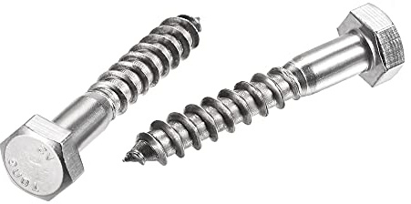 sourcing map Hexagonal Tire-fond M8 x 50mm 304 Inox Acier Demi-fil Autotaraudeuse Boulons pour Bois Vis 10Pcs