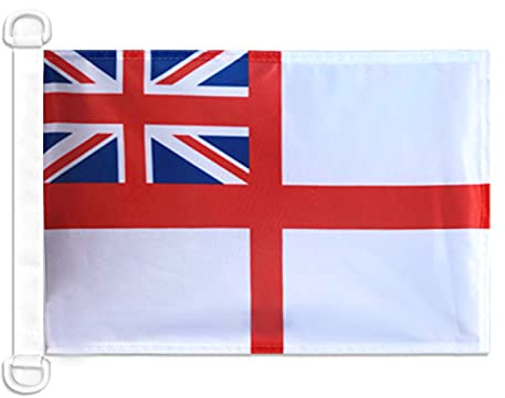 AZ FLAG Bandiera Nautica Insegna bianca britannica 45x30 cm Anelli Plastica | Uso esterno e nautico bandiera nautica del armata britannica con anelli in plastica poliestere a rete