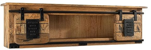 MASSIVMOEBEL24.DE Wandregal Mango Natur lackiert Railway #165 | 130x25x35 (BxTxH) 19 kg Industrial montiert vollmassiv