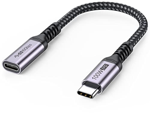 USB C Extension Cable 6 inch Short, Full-Function Extender USB 3.2 Gen 2 Type C Male to Female Cord 100W Fast Charge 10Gbps Transfer 4K@60Hz Video for Monitor Laptop Tablet Mobile Phone -0.5Ft