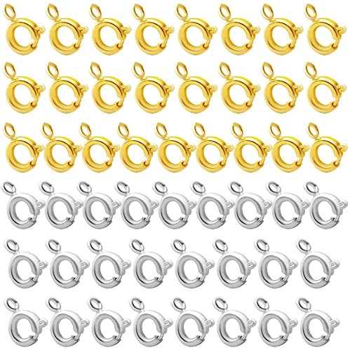 HAOBIN 50 StüCk FederringverschlüSse 6mm Federverschluss Schmuckverschluss Kettenverschluss Federring Verschluss Karabinerverschluss KarabinerverschlüSse FüR Armband Halsketten Diy Schmuckherstellung