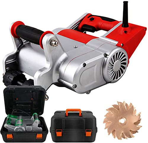 SATSAT Scanalatrice Elettrica Da Parete,Scanalatrice Da Parete Da 1100 W con Lama E Custodia Da 35 Mm/25 Mm,1600 Giri/Min,Profondità della Scanalatura Regolabile (20-30 Mm),Design Appendibile,A-35mm