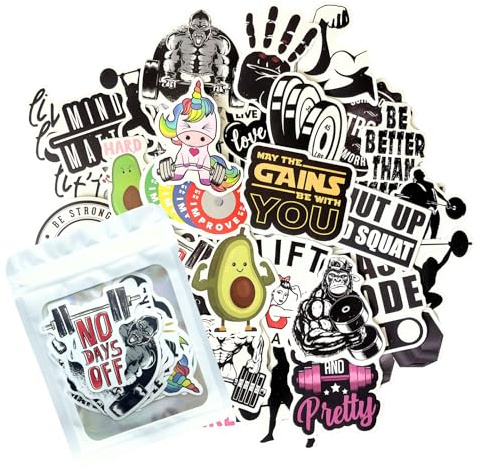 HNTR® Gym Stickers | 50 Motivational Fitness Stickers for Gym Equipment, Fitness Journal & Weight Loss Chart
