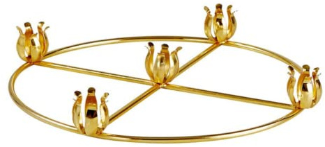 Brass Advent Wreath with 5 Candle Holders, Religious Holiday Decor, 11 Inches
