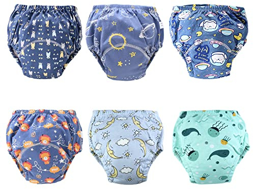 Hivia 6 Pièces Culotte Apprentissage PropretéGarcon,Culotte Lavable Apprentissage pour 2-3 ans Culotte Dapprentissage Garcon|90