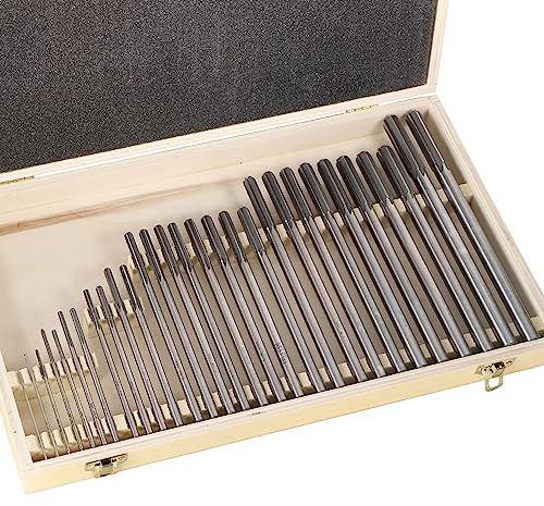 29-Piece M2 HSS Chucking Reamer Set (1/16 to 1/2 by 1/64), Precision Machine Reamer Kit with Straight Flute & Shank, Right Hand Cut, Anti-Damage Storage Case for Drill Presses