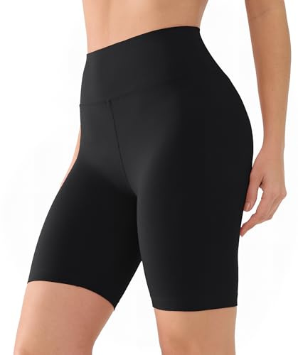 BAYDI Cykelbyxor, dam, hög midja, korta byxor, ogenomskinliga, korta sportbyxor, knälånga korta leggings, sommar, hotpants, sport, shorts, svart, L/XL