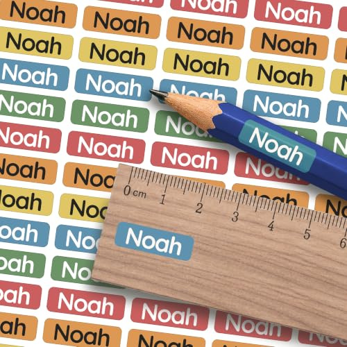 melu kids® Mini Namensaufkleber Kinder Schule & Stifte (165 Stk. Hell) | Personalisierte & Spülmaschinenfeste Namensetiketten, Aufkleber zum Beschriften von Schulsachen (20 × 7 mm)