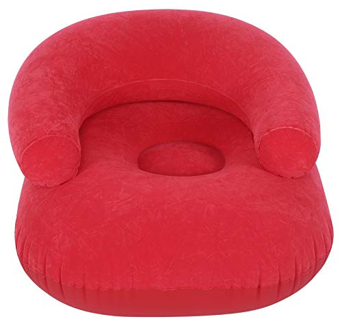 Otufan Lazy Air Sofa, Rot, 35,8 X 35,8 X 19,7 Zoll, Aufblasbares Einzelsofa Mit PVC-Beflockung Und Armlehne, Sitzsack Für Zuhause, Outdoor, Reisen, Camping