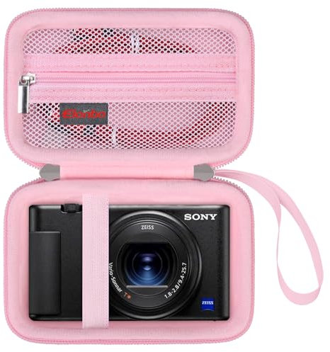 Elonbo Maleta de cámara Digital Sony ZV-1 / ZV-1F / ZV-1 II, Cámara de Video en Streaming 4k, Estante de Almacenamiento de Bolsa de Tapa de Viaje Duro. Rosa