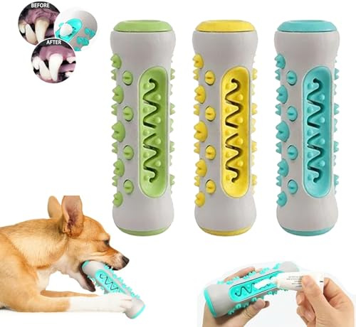 LEADICE The Poochchew,2024 New Dog Chew Toothbrush,Dog Teeth Cleaning Toy,360°Dog Toothbrush Chew Toy,Molar Chew Provides a Deep Clean Teeth Puppy Dental Care (3pcs)