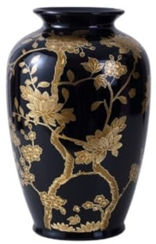 Pot de Gingembre Pots De Gingembre Décoratifs, Pot De Temple En Céramique De Porcelaine Chinoise Ancienne Avec Couvercles Scellés, Cuisine À Domicile Pot de Gingembre Vase ( Color : Siyah , Size : 20*