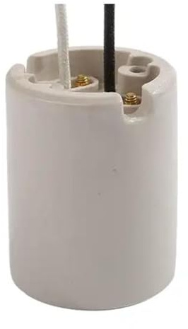 JNXQWE E39 Mogul Base Heavy Duty Keyless Glazed Porcelain Socket,Incandescent Lampholder,E39 Lamp Holder with Leads,1500W,600V (1-Pack)