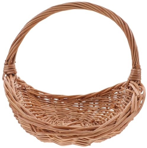 BCOATH Cesta de picnic tejida para despensa, cesta de cosecha, cesta tejida de postre, cesta de frutas, cesta de jardín, cesta de verduras, cesta de almacenamiento de pajita, cesta de mimbre, cesta de