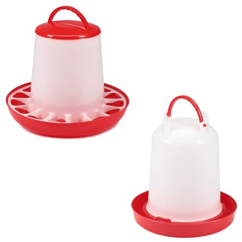 Mucola Futterspender Futterautomat 9 kg + Geflügeltränke 6 L für Hühner | Stülptränke zum Aufhängen oder Aufstellen, halbdurchsichtig mit Füllstandskontrolle, witterungsbeständig, Höhe ca. 32 cm