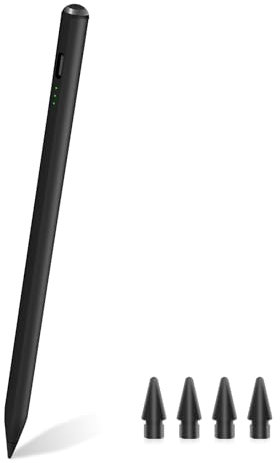 Stylus Pen for iPad 2018-2025, 2X Faster Charge, Palm Rejection, Tilt Sensitivity Pencil Compatible Apple iPad 11 A16/10/9/8/7/6th Gen, Pro 12.9/11/13 Inch M4, Air 3/4/5/M2/M3, Mini 5/6 (Black)