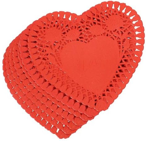 MILISTEN 100 Blatt Liebe Saugfähiges Papier Deckchen Papier Tabletts Dekorativ Spitzenpapier Valentins-herzdeckchen Dekorativer Untersetzer Rot Kunsthandwerk Runden
