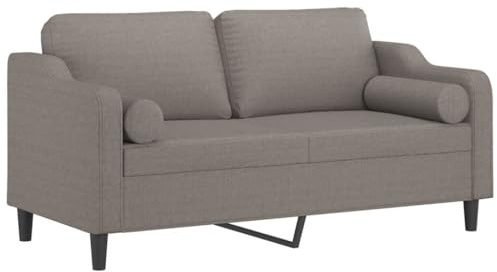 vidaXL Sofa 2 Sitzer, Couch mit Zierkissen, Liegesofa für Wohnzimmer, Polstersofa Sessel Relaxsofa Loungesofa Relaxcouch, Taupe Stoff