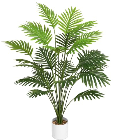 Tuocal 28 Artificial Plant Areca Palm Tree Fake Palm Tree in Pot Tall Faux Plant for Outdoor Indoor Home Garden Office Decoration