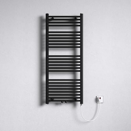Mai & Mai Radiatore Piatto 120x50cm con Elemento Riscaldante 600W, Radiatore Scaldasalviette Termoarredo da Bagno Riscaldamento Elettrico o da Acqua Calda RHE in Acciaio, Antracite