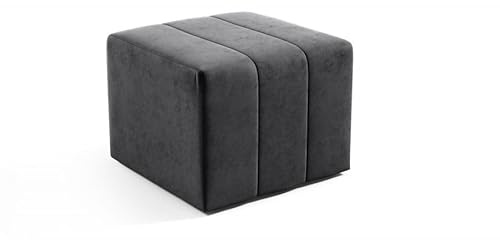 LIKMA Pouf, Hocker Schwarz 46x35x46 cm, 3D-Effekt Velvet Sitzhocker, Fußhocker, Pouf Hocker, Polsterhocker, Moderne Sitzbank, Garderobenbank, Ottoman Stoff: Jasmine 100