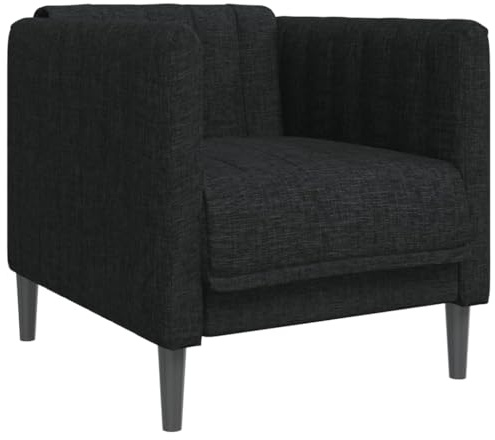 vidaXL Fauteuil, Chaise de Relaxation avec Accoudoirs et Dossier, Siège avec Pieds, Fauteuil TV de Salon Salle de Séjour, Moderne, Noir Tissu
